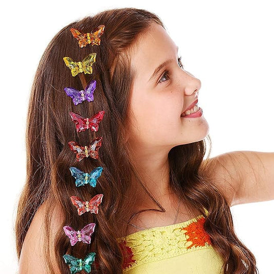 Kairangi Claw Clips for Women Hair Clutches for Women Set of 10 Pcs Claw Clip Multicolor Butterfly Clips Clutchers for Hair Clear Crystal Effects Hair Decorative Gift for Women & Girls