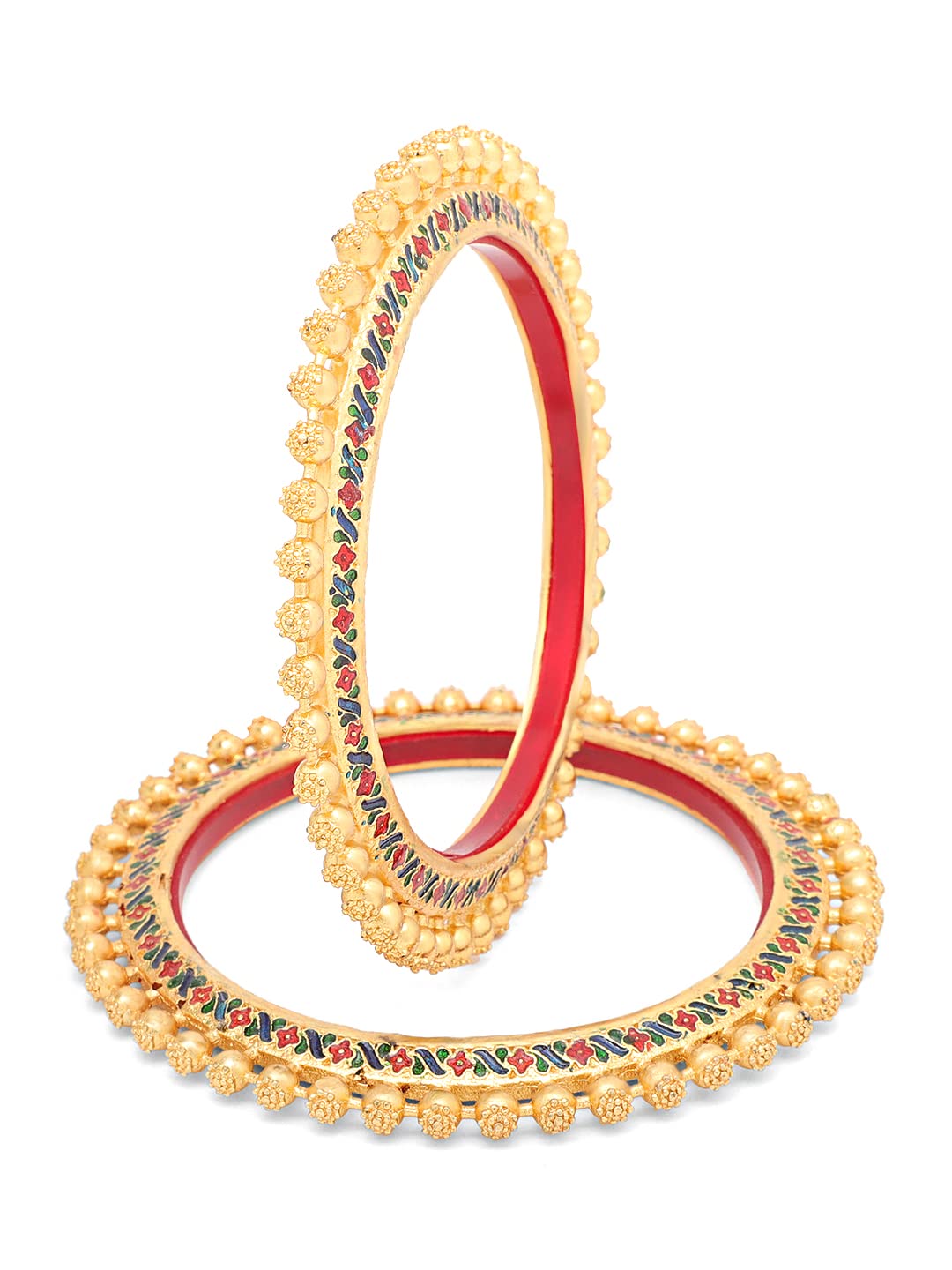 Yellow Chimes Bangles for Women Gold Toned Beads Designed Meenakari Touch Traditional Bangles for Women and Girls