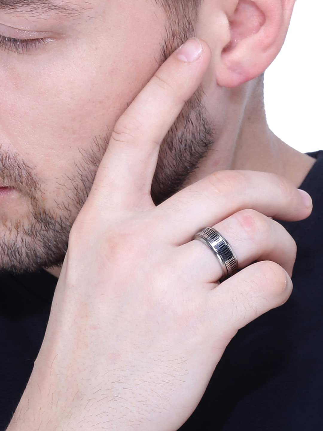matte finish ring, matte finish, matte finish men ring, 925 sterling silver  ring band fashion for men boys gents man his male pure real stylish size  adjustable rhodium platinum white gold gift