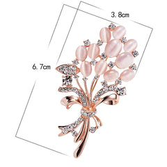 Yellow Chimes Brooch for Women Elegant Opal Stone Rosegold Plated Floral Shaped Crystal Brooch for Women and Girls