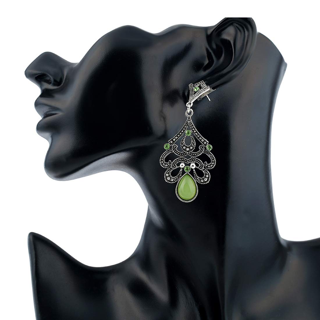 Yellow Chimes Tribal Vintage Grey Green Dangle Earring for Women & Girls