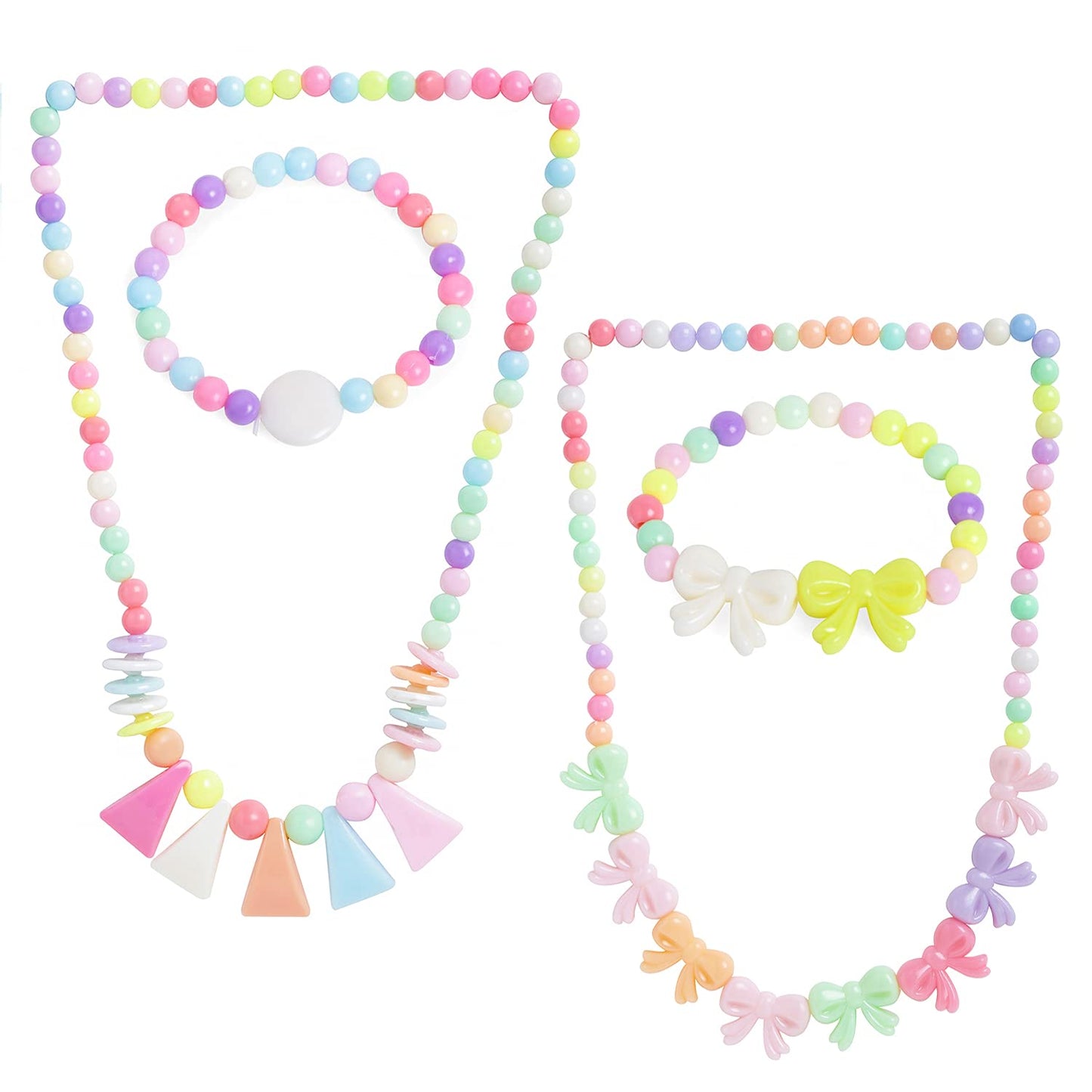 Melbees by Yellow Chimes Jewellery Set for Girls Lovely Combo of 2 Pairs Colorful Resin Beads Pendant Bracelet Set Kids Jewellery Set for Girls