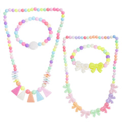 Melbees by Yellow Chimes Jewellery Set for Girls Lovely Combo of 2 Pairs Colorful Resin Beads Pendant Bracelet Set Kids Jewellery Set for Girls