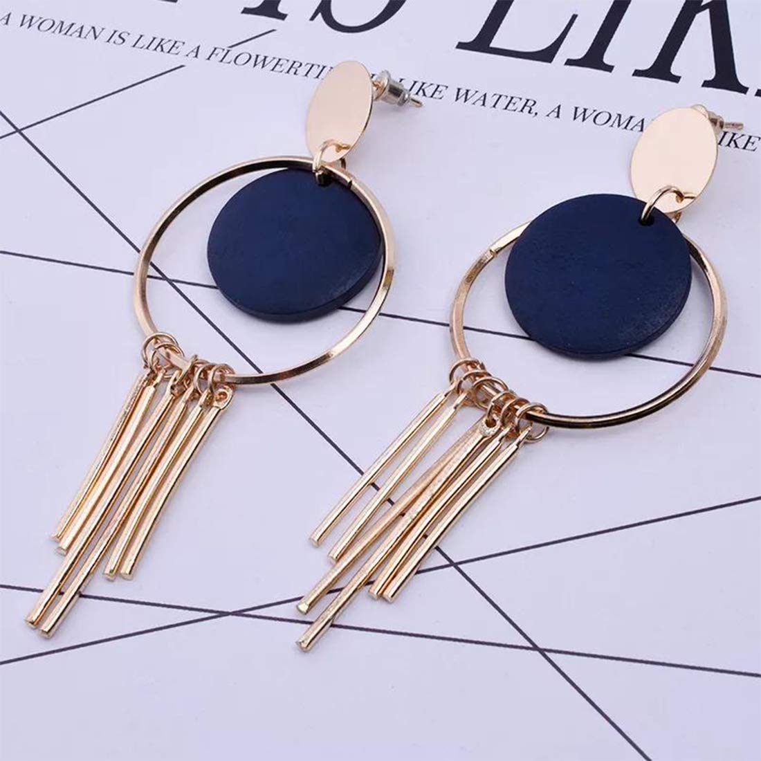 Yellow Chimes Geometric Circle Shaped Gold Plated Long Tassel Dangle Earrings For Women and Girl's