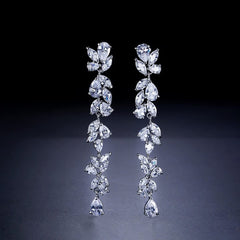 Yellow Chimes Dangler Drop Earrings for Women White Crystal Flower Designed Dangler Drop Earrings for Women and Girls