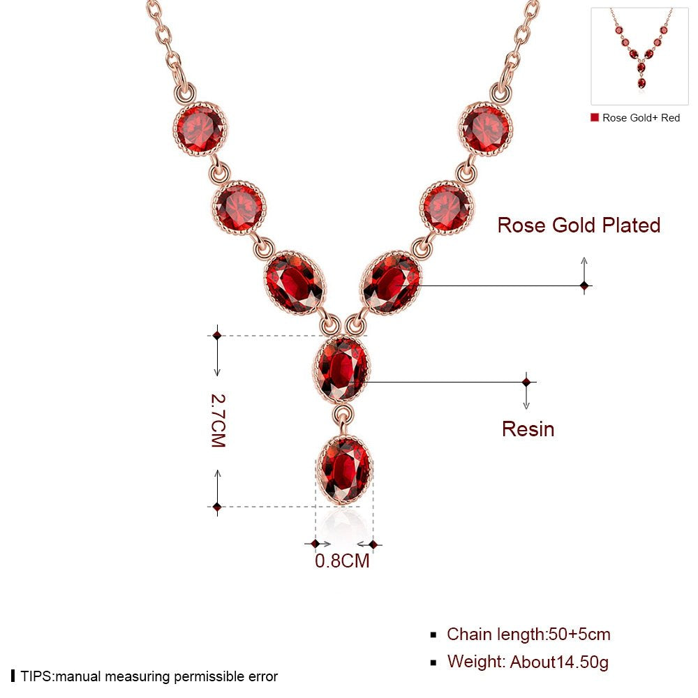 Yellow Chimes Red Royal Genre Austrian Crystal 18K Rose Gold Plated Necklace for Women and Girls