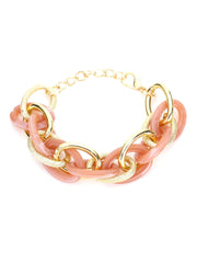 Yellow Chimes Chain Bracelet for Women Stainless Steel Gold Plated Big Peach Link Chain Bracelet for Women and Girls