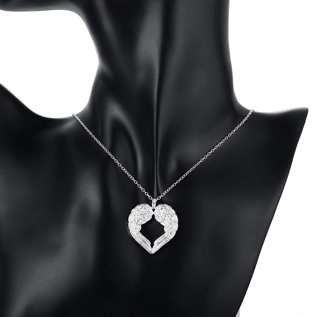 Yellow Chimes Angel Heart Silver Necklace for Women And Girls