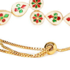 Yellow Chimes Ethnic Design Gold Plated Handmade Kundan Studded Moti Bandhani Work Bracelet for Women & Girls
