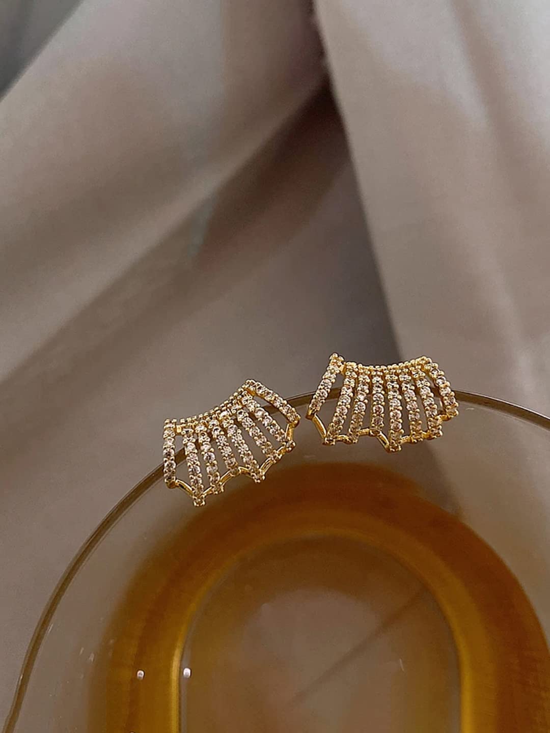 Yellow Chimes Earrings for Women and Girls Studs for Girls | Gold Toned Crystal Layered Stud Earrings | Birthday Gift for girls and women Anniversary Gift for Wife