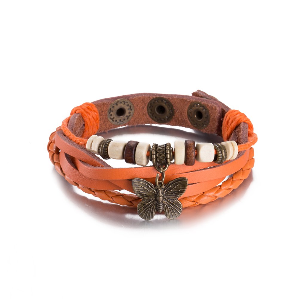 Yellow Chimes Moxie Collection Butterfly Charm Casual Leather Wraps Bracelet for Girls and Women