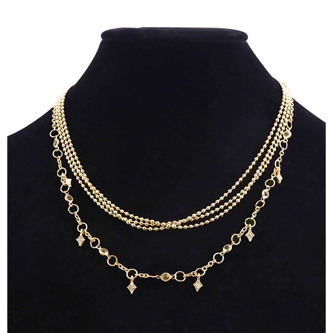 Yellow Chimes Trendy Fashion Multilayer Gold Toned Crystal Drop Choker Necklace for Women and Girls