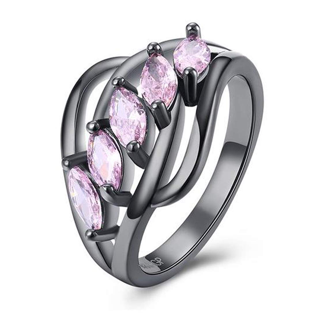 Yellow Chimes Pink Crystal Platinum Plated High Stylish Ring for Women & Girls