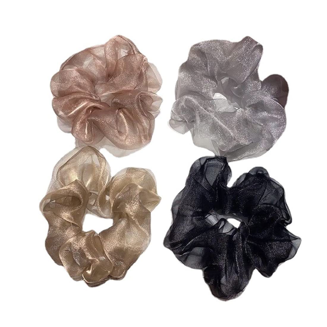 Yellow Chimes Scrunchies for Women Hair Accessories for Women 4 Pcs Satin Scrunchies Set Rubber Bands Metallic Colour Scrunchie Ponytail Holders Hair Ties for Women and Girls Gifts for Women and Girls