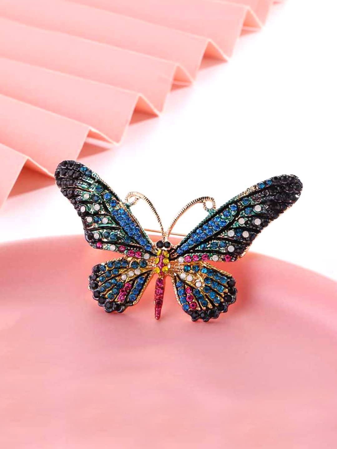 Yellow Chimes Brooch for Women Blue Butterfly Shaped Brooch Fashionable Brooch for Girls and Women.