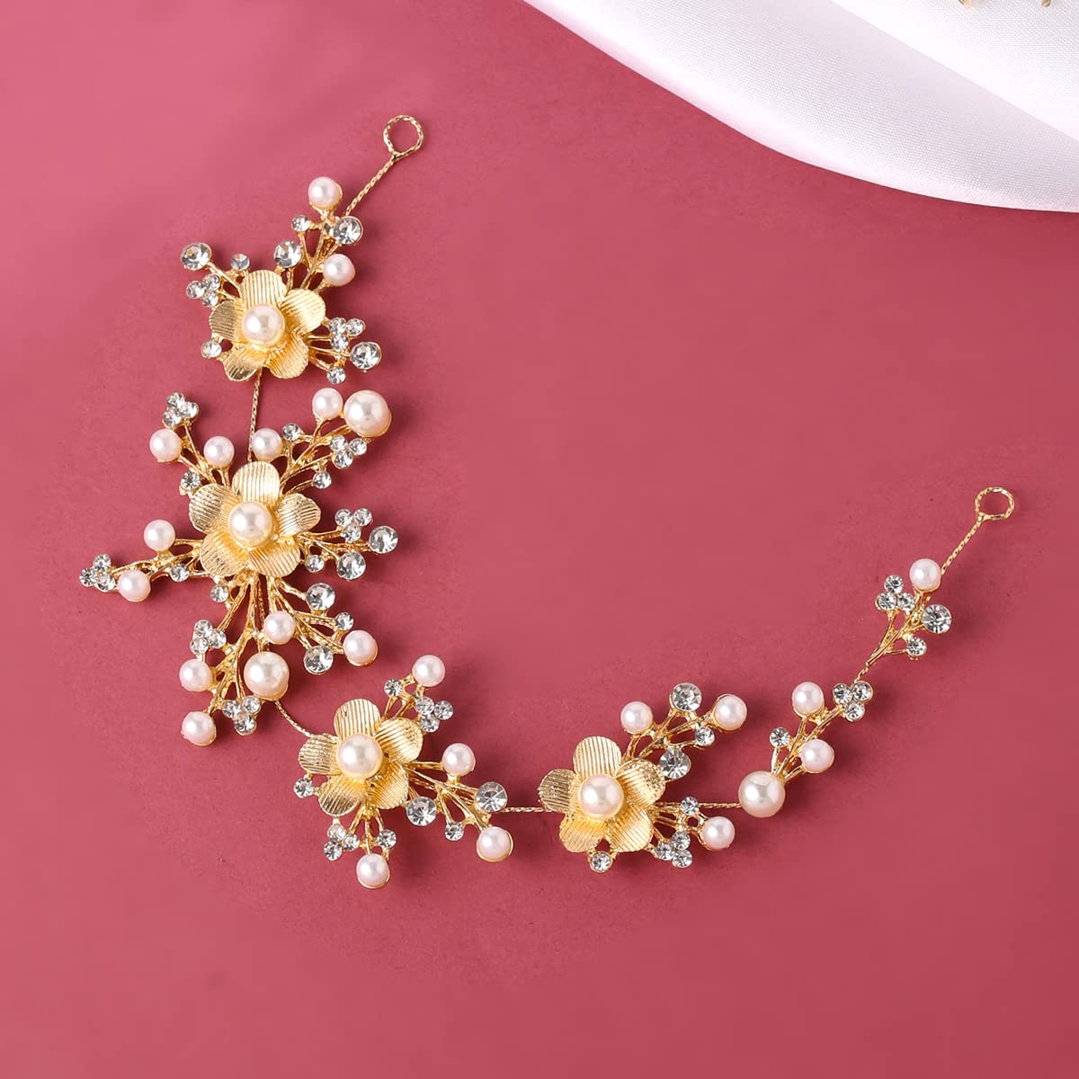 Yellow Chimes Hair Vines For Women Floral Stone Hair Chain Clip with Pins accesories for Women and Girls
