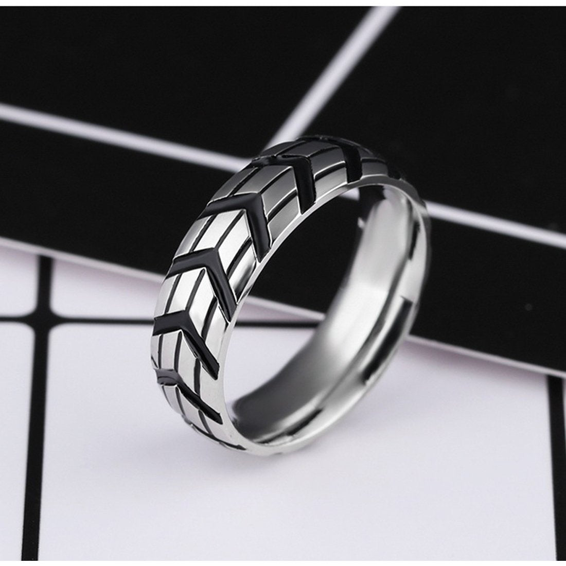 Yellow Chimes Western Style Stainless Steel Ring for Men and Boys