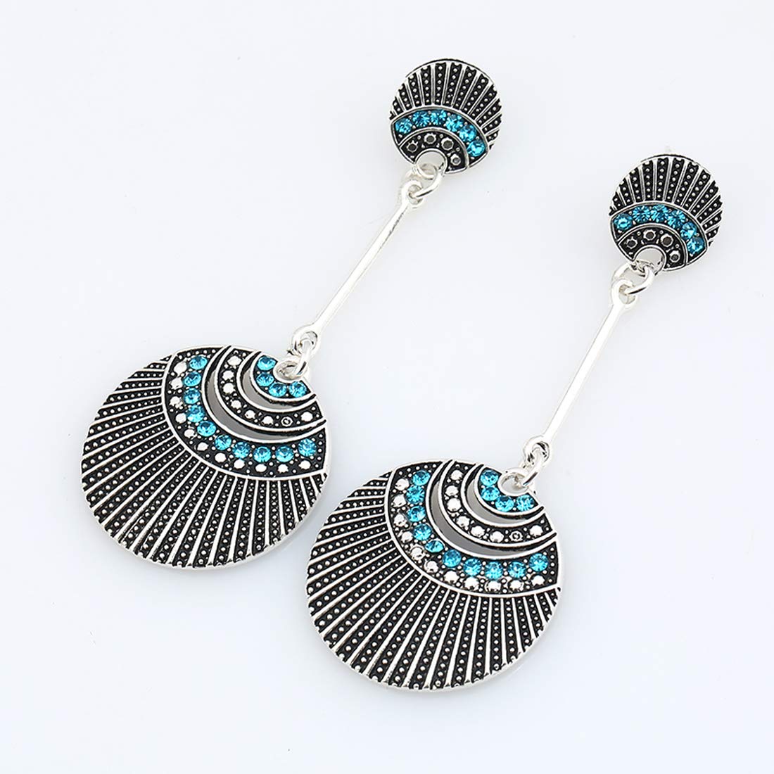 Yellow Chimes Fashion Tribal Looks Base Metal Silver, Blue Tassel Earring for Women