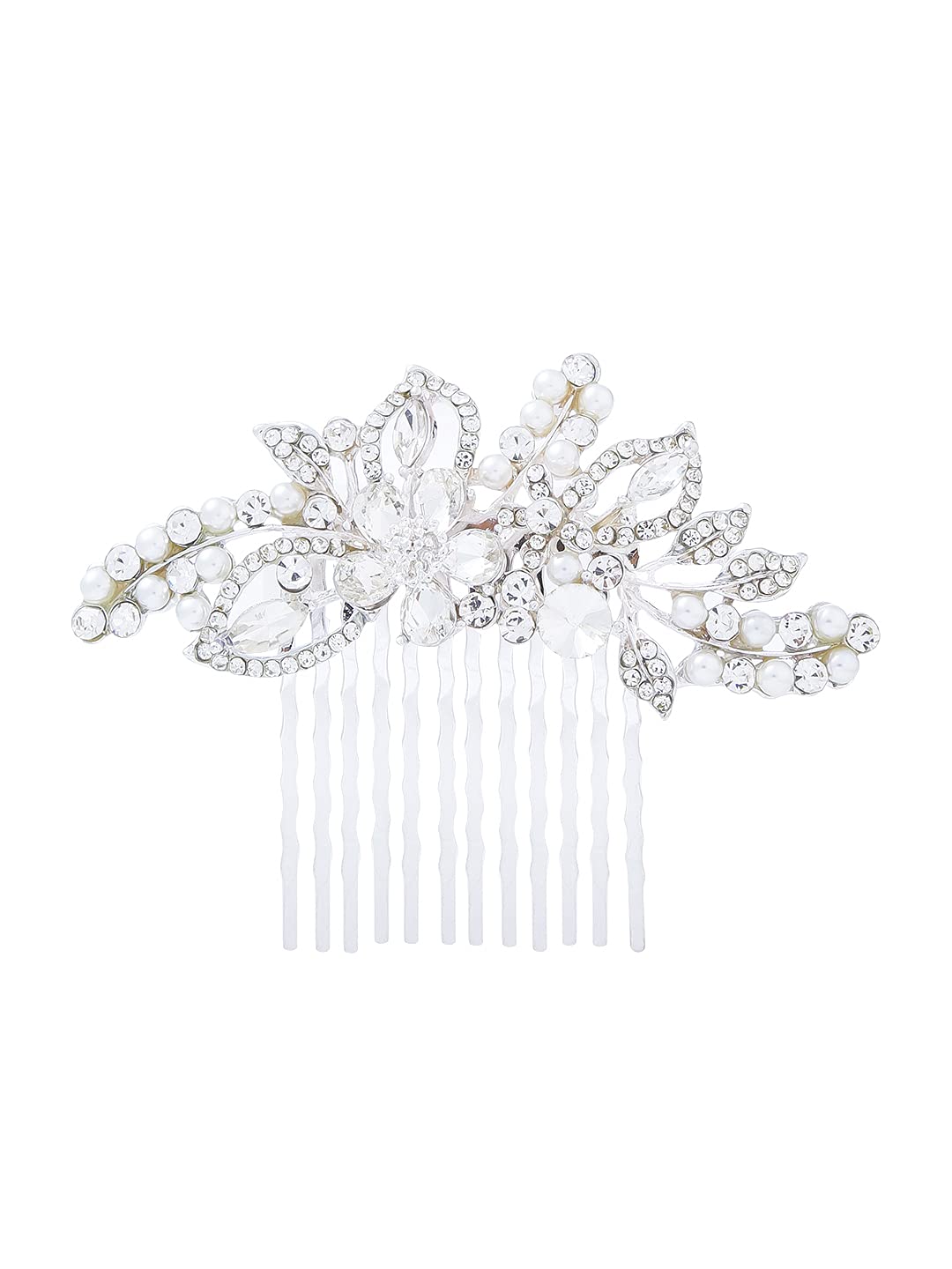 Yellow Chimes Comb Pin for Women Hair Accessories for Women Floral Comb Clips for Hair for Women White Crystal Hair Pin Bridal Hair Accessories for Wedding Side Pin / Comb Pin / Juda Pin Accessories for Women