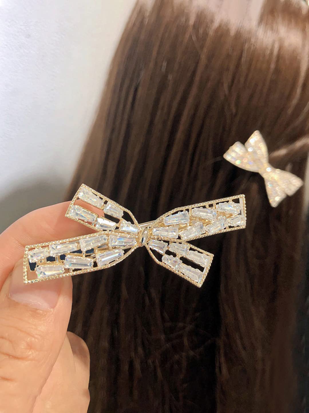 Yellow Chimes Hair Clips for Women Girls Hair Accessories for Women Crystal Bow Hair Clip Bow Hair Clips for Girls Hairclips Alligator Clips for Hair Pins for Women and Girls Gift for Women & Girls