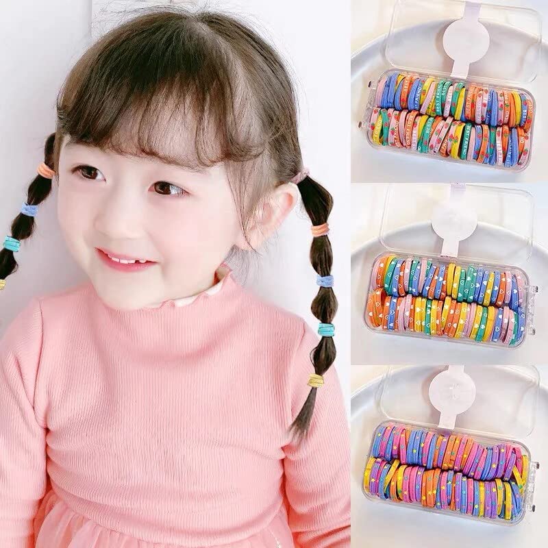 Melbees by Yellow Chimes Hair Rubber Bands for Girls Kids Hair Accessories for Girls Set of 62 Pcs Rubberbands Multicolor Soft & Stretchy Small Ponytail Holders with Storage Box for Girls Kids Teens Toddlers