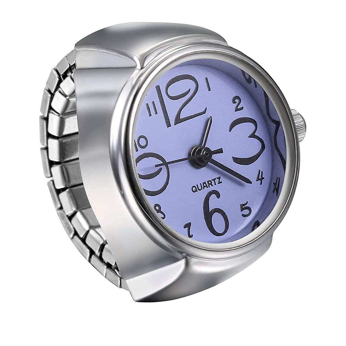 Yellow Chimes Rings for Women Stainless Steel Purple Dial Analog Watch Ring Stretchable Ring Watch for Women and Girls.