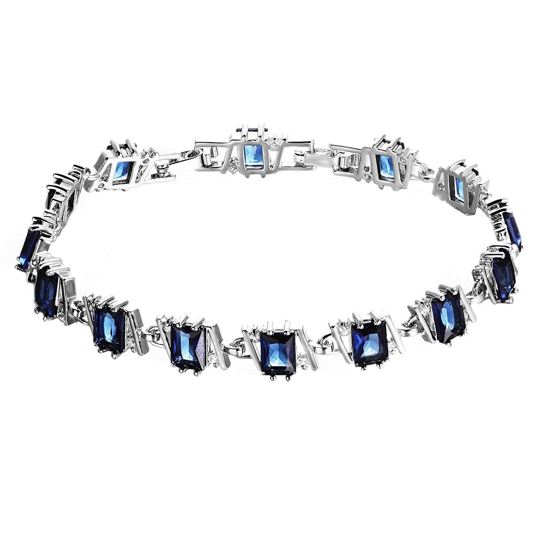 Yellow Chimes Crystal Bracelet for Women Silver Plated Royal Blue Swiss AAA Zircons Crystal Bracelet for Women and Girls