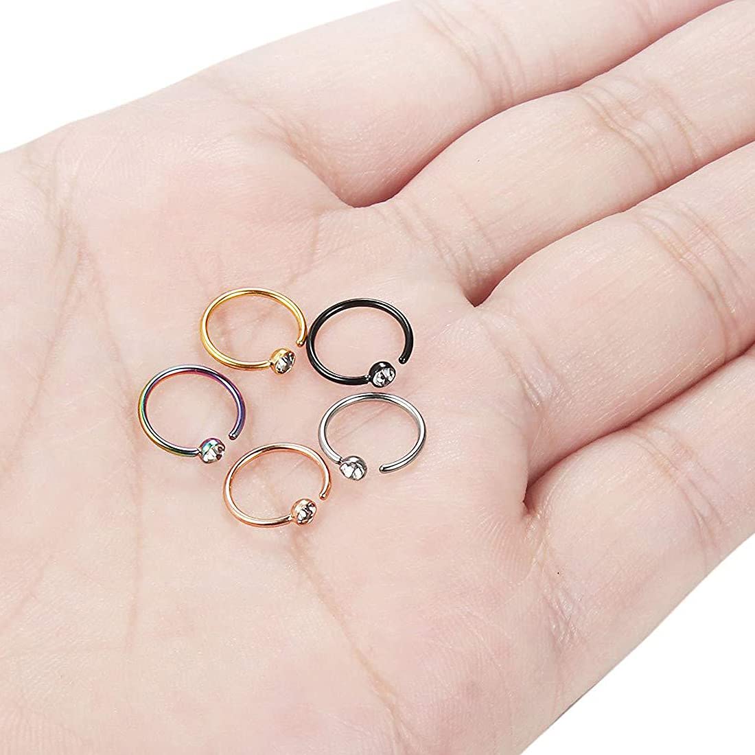 Yellow Chimes Latest Fashion Stainless steel 15 Pcs Combo Multicolor Non Piercing Nose Pins for Women and Girls, Medium (YCFJNP-460STNP-C-MC)