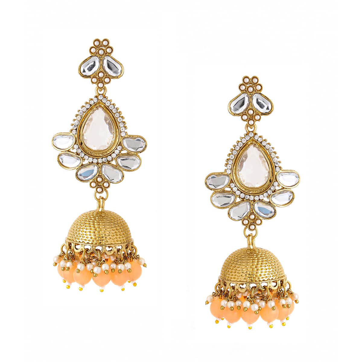 Yellow Chimes Earrings for Women and Girls Traditional Kundan Studded Jhumka | Gold Plated | Kundan Stone Jhumki Earrings | Birthday Gift for girls and women Anniversary Gift for Wife