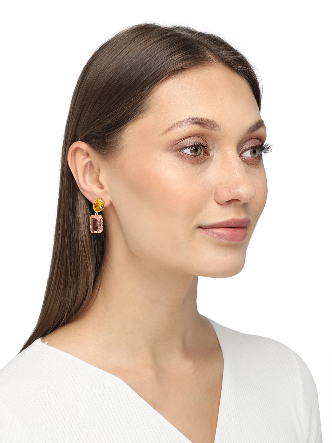 Yellow Chimes Earrings for Women Crystal Drop Earrings Gold-toned Glamour Spark Drop Earrings For Women & Girls