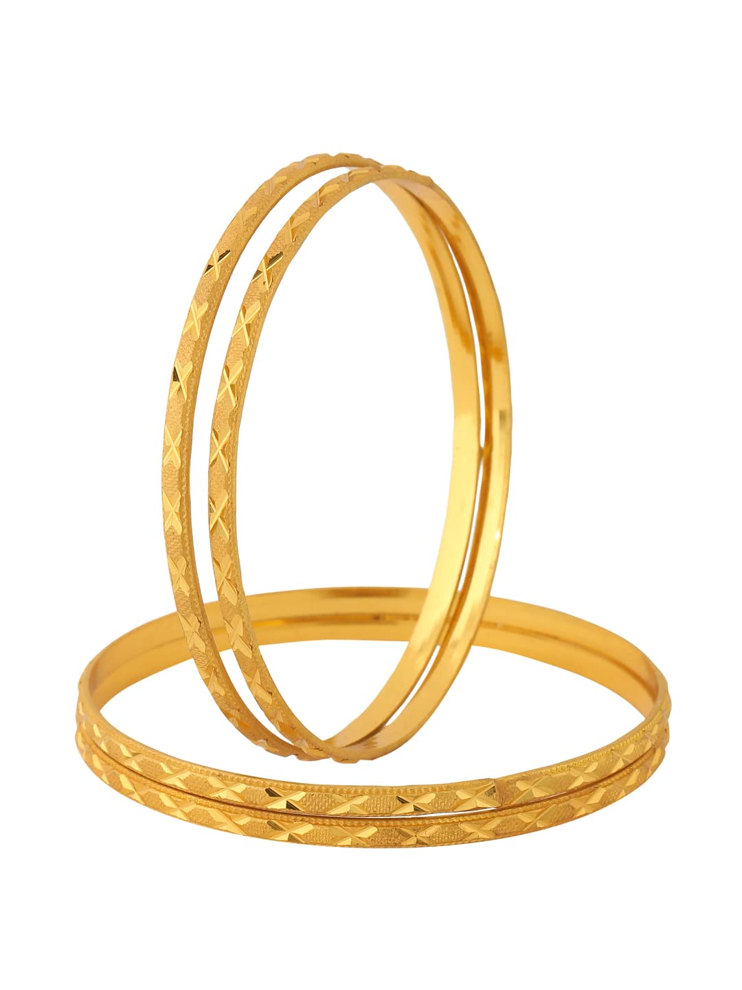 Yellow Chimes Bangles for Women Gold Toned Set of 4 Pcs Dialy Wear Bangles for Women and Girls