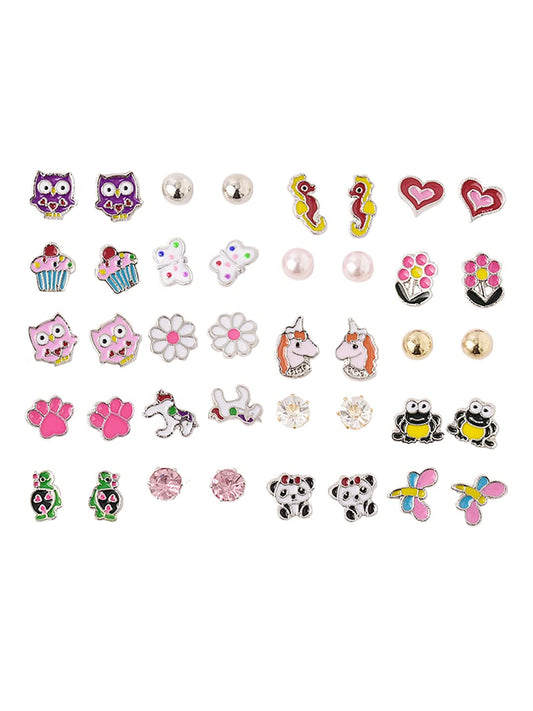 Melbees by Yellow Chimes Stud Earrings for Girls Combo of 20 Pairs Cute Little Stud Earrings Combo For Girls