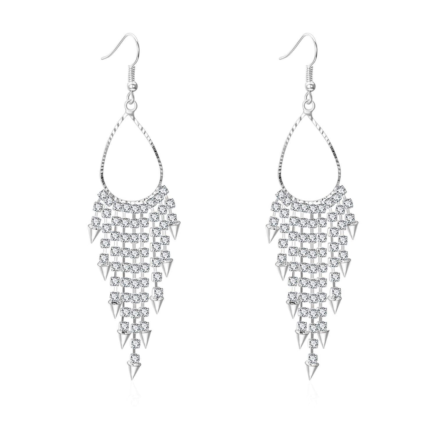 Yellow Chimes Sparkling Beauty Silver Chandelier Earring for Women & Girls.