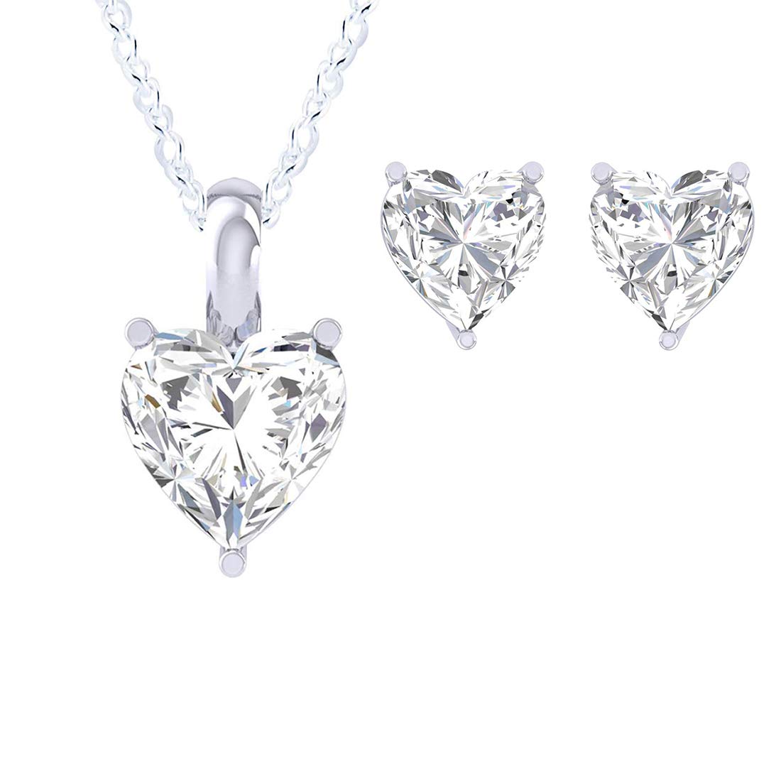 Yellow Chimes Valentine Special Heart Crystal 925 Sterling Silver Hallmark and Certified Purity Pendant Set for Women and Girls