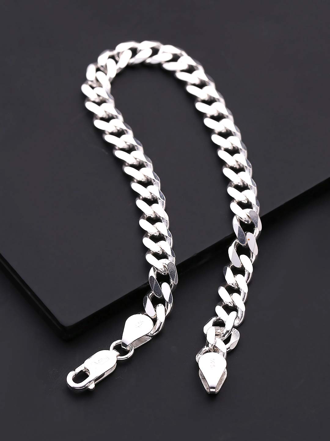 Bracelet for Men Boys Silver Stainless Steel Curb Design Fashion - BeBold -  1445114