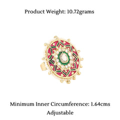 Yellow Chimes Rings for Women Adjustable Kundan Studded Meenakari Touch Rings for Women and Girls