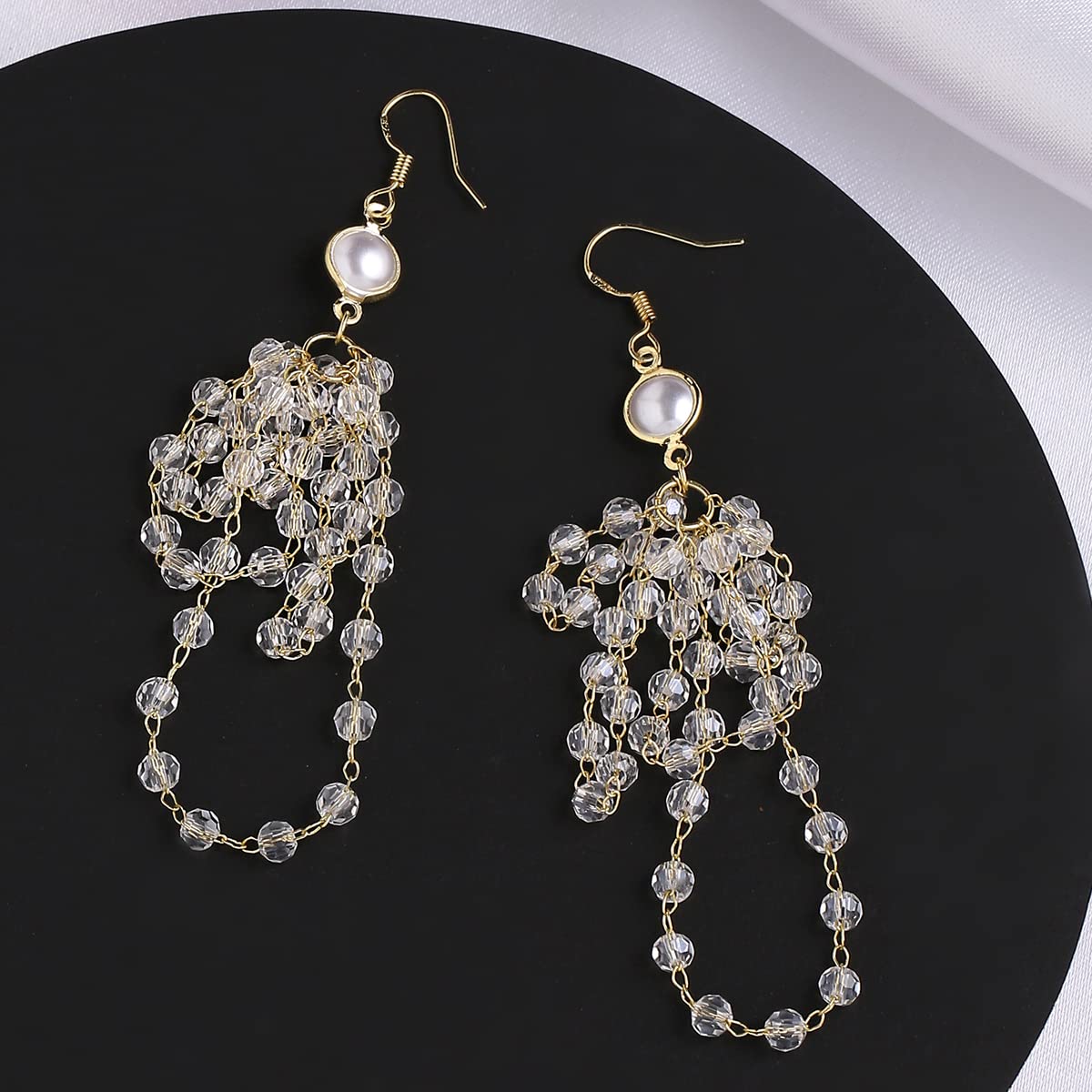 Yellow Chimes Earrings For Women Gold Tone Sparkling Crystal Studded Hanging Tassel Dangler Earrings For Women and Girls