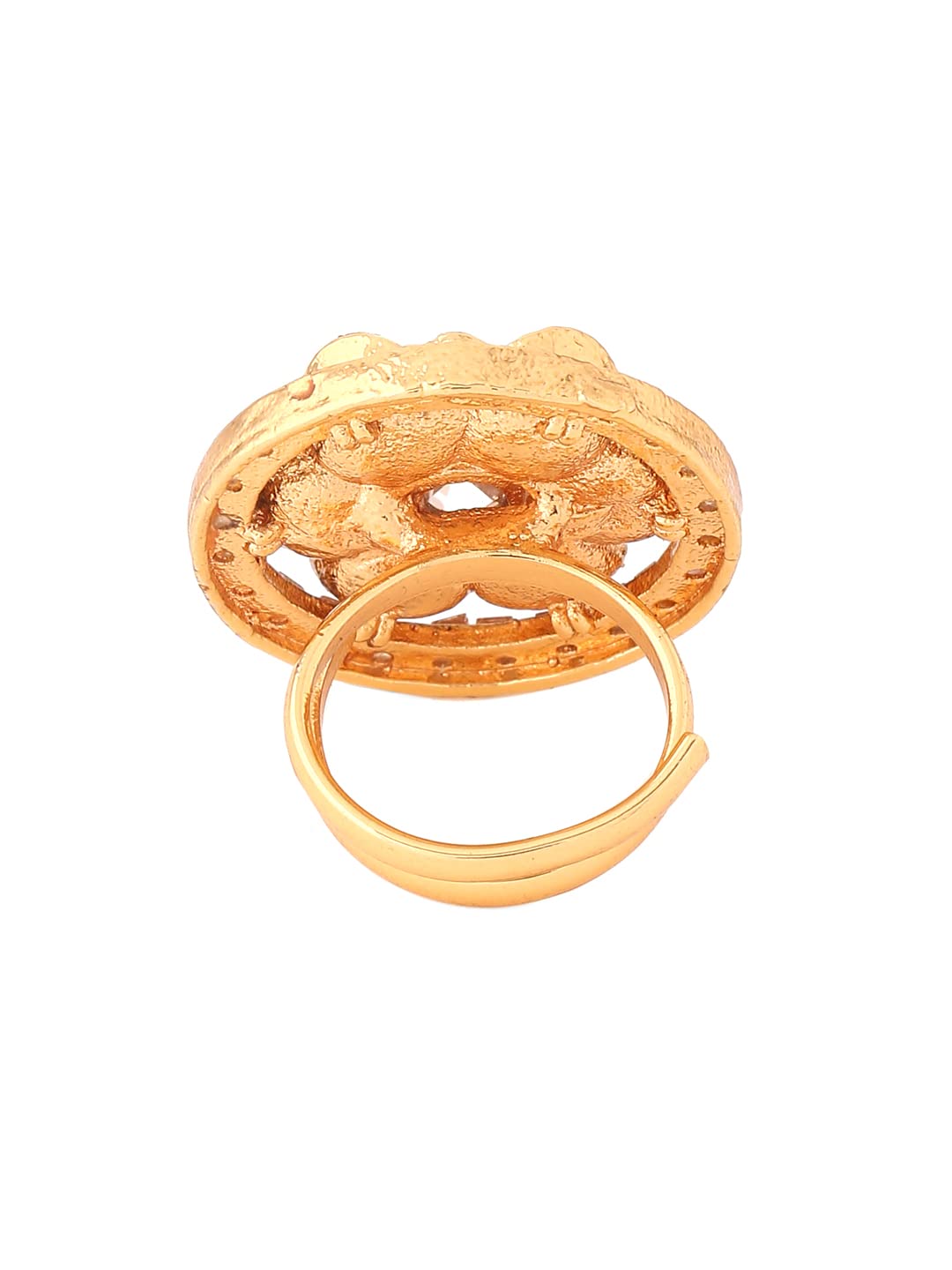 Yellow Chimes Ring for Women Gold Toned Floral Deisgned Crystal Studded Adjusatble Ring for Women and Girls