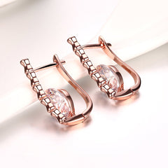 YELLOW CHIMES Sparkling Crystal High Quality 18K Rose Gold Pated Swiss AAA Zircons Designer Earrings for Women