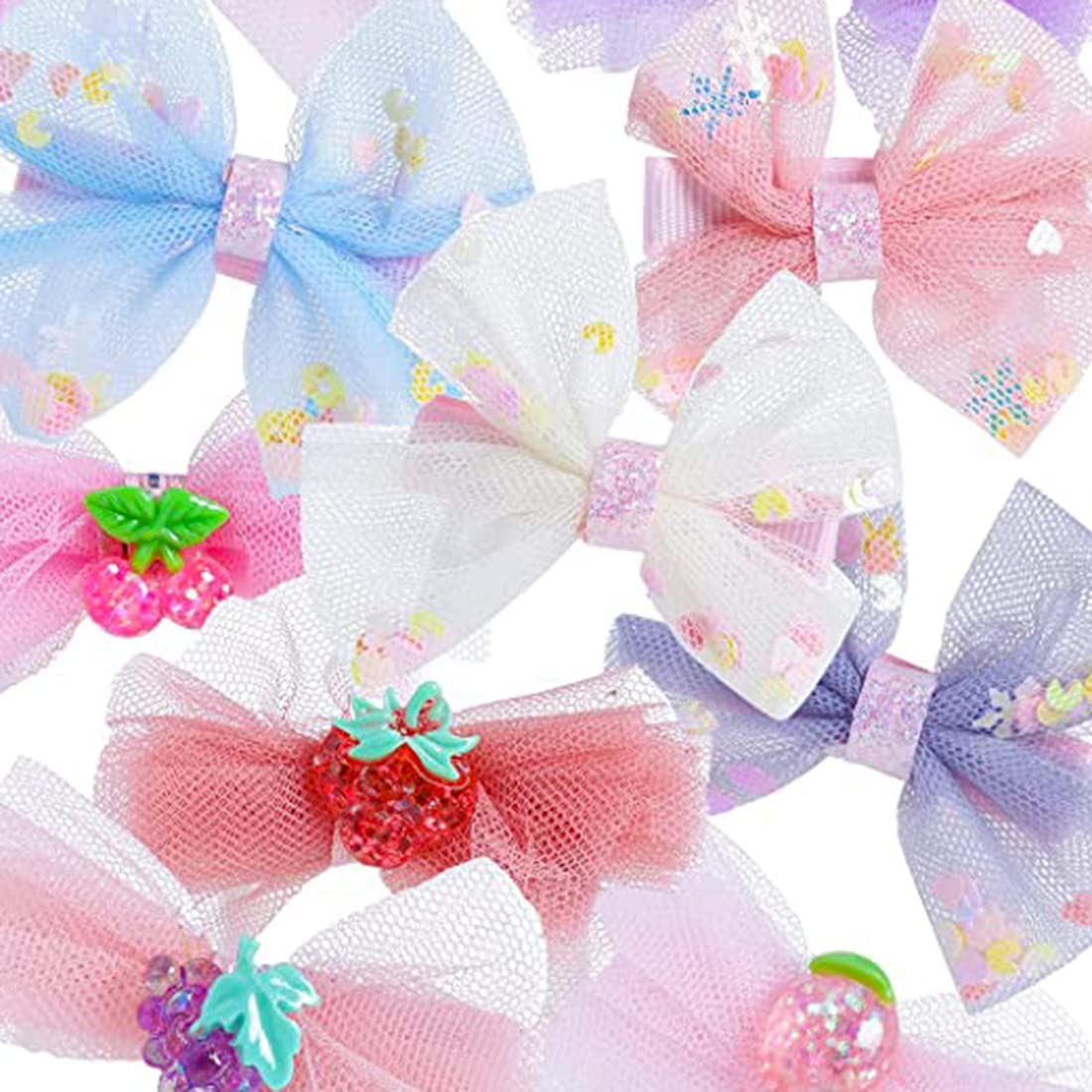 Melbees by Yellow Chimes Hair Clips for Girls Kids Hair Clip Hair Accessories for Girls Set of 10 PCS Cute Bow Charm & Fruits Theme Aligator Clips Hair Clips for Baby Girls Baby Hair Clips For Kids Toddlers