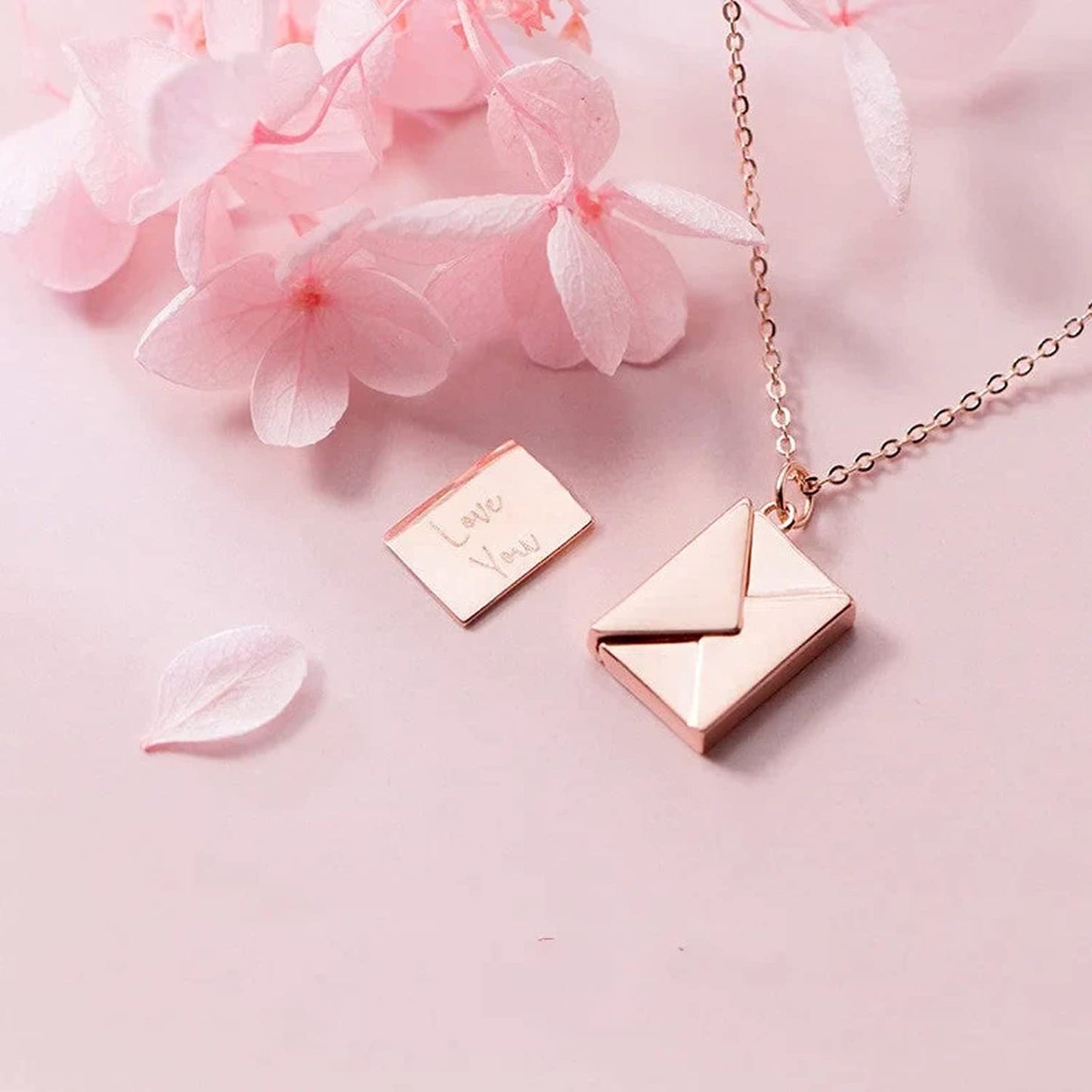 Yellow Chimes Pendant for Women and Girls Rose Gold Pendant Necklace | Staineless Steel Love Letter Envolope Pendant Chain | Birthday Gift for girls and women Anniversary Gift for Wife