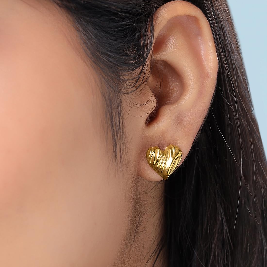 Yellow Chimes Earrings for Women and Girls Fashion Golden Stud Earrings | Gold Plated Valentine's Day Special Love Heart Stud Earrings | Birthday Gift for Girls and Women Anniversary Gift for Wife