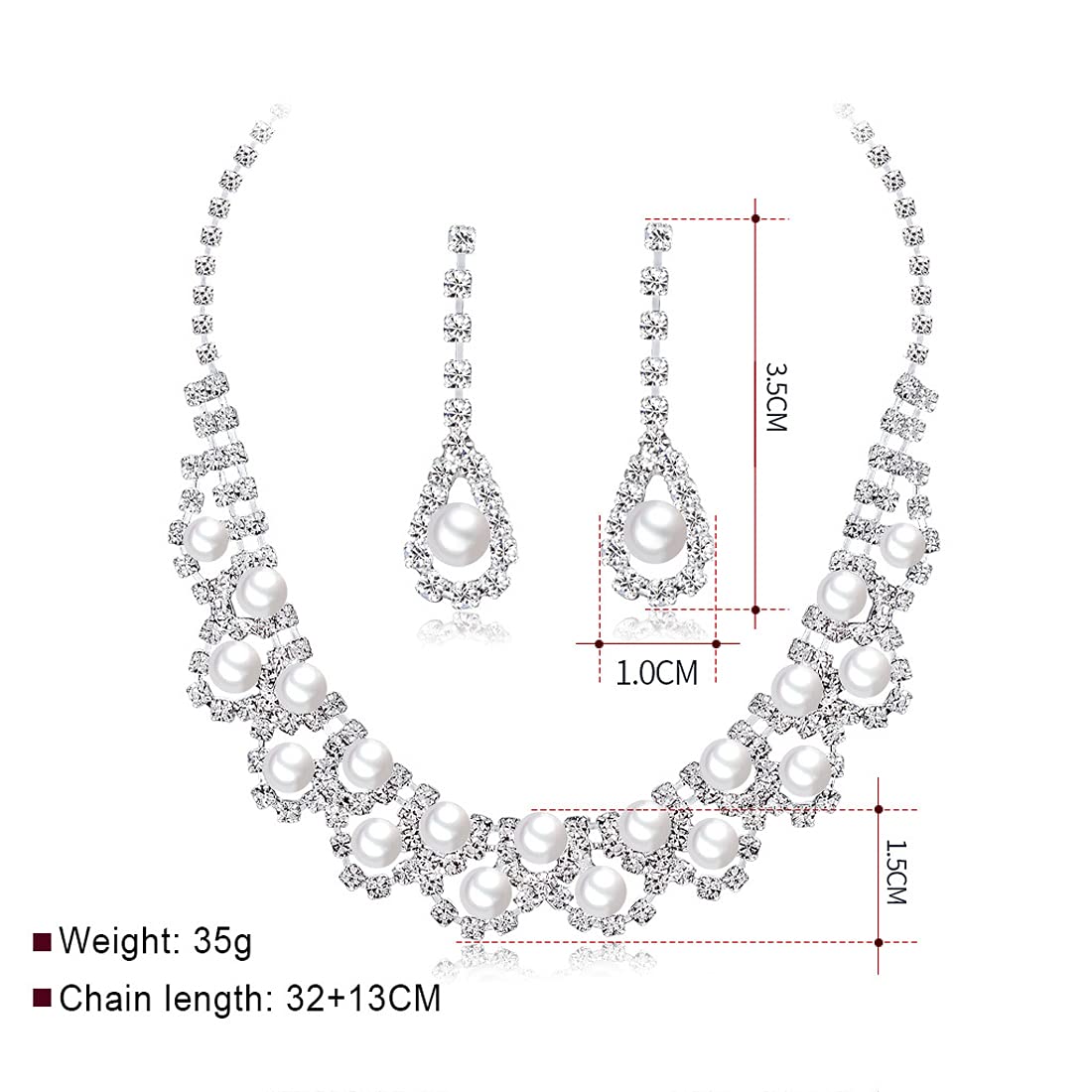Yellow Chimes Elegant Latest Fashion A5 Grade Zircon Crystal Pearl Silver Choker Necklace Set for Women and Girls, White, Medium (Model: YCFJNS-361PRLCL-SL)