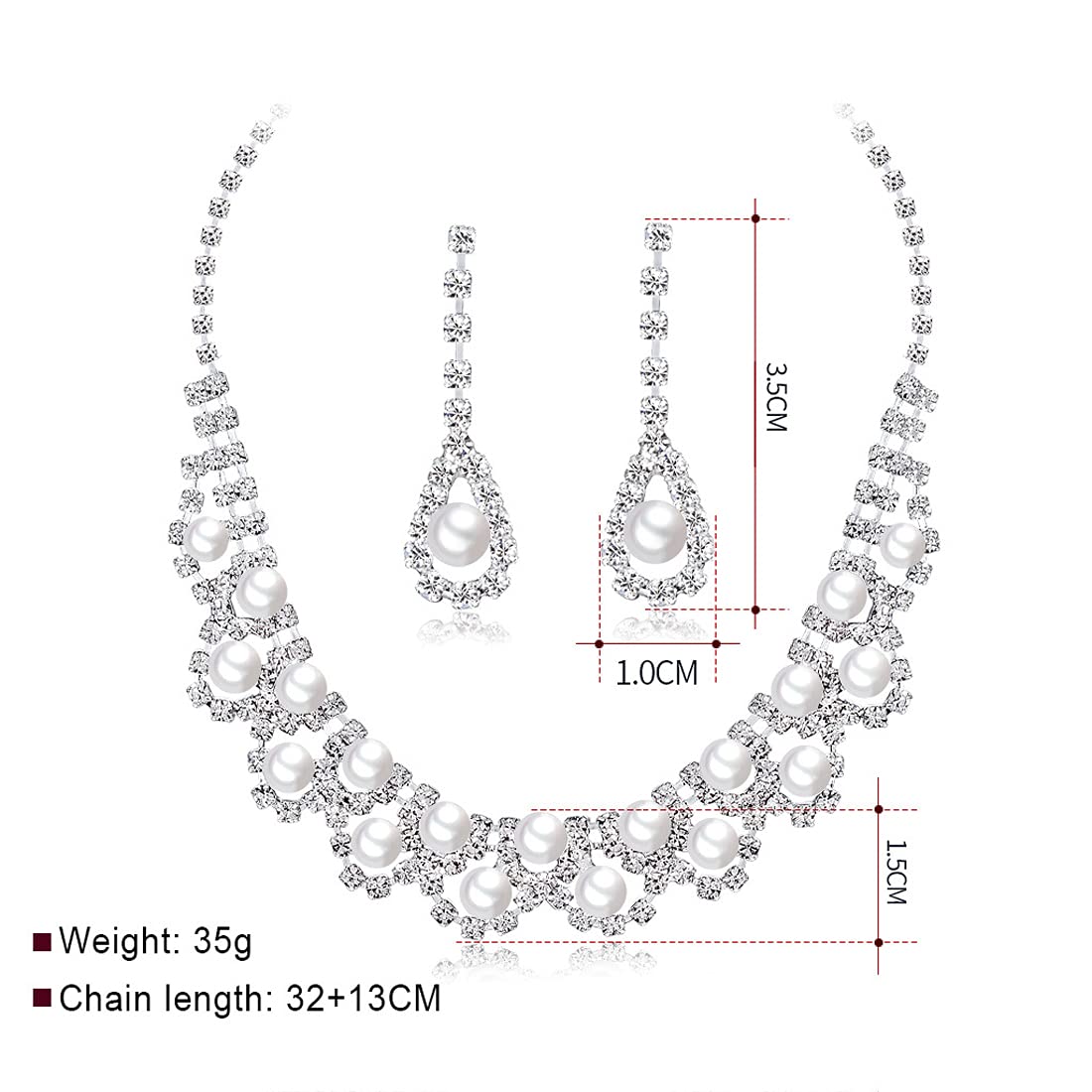 Yellow Chimes Latest Fashion Silver Plated Sparkling Crystal Choker Necklace Set with Earrings Jewellery Set for Women and Girls (Design 5), White, Medium, YCFJNS-362CRYLEF-SL