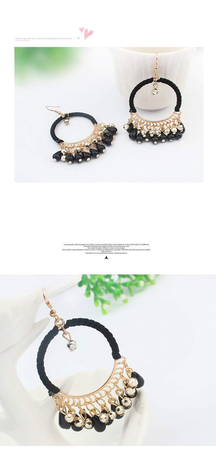 Yellow Chimes Ethnic Fusion Resin Leather Black Chandbali Earring for Women & Girls