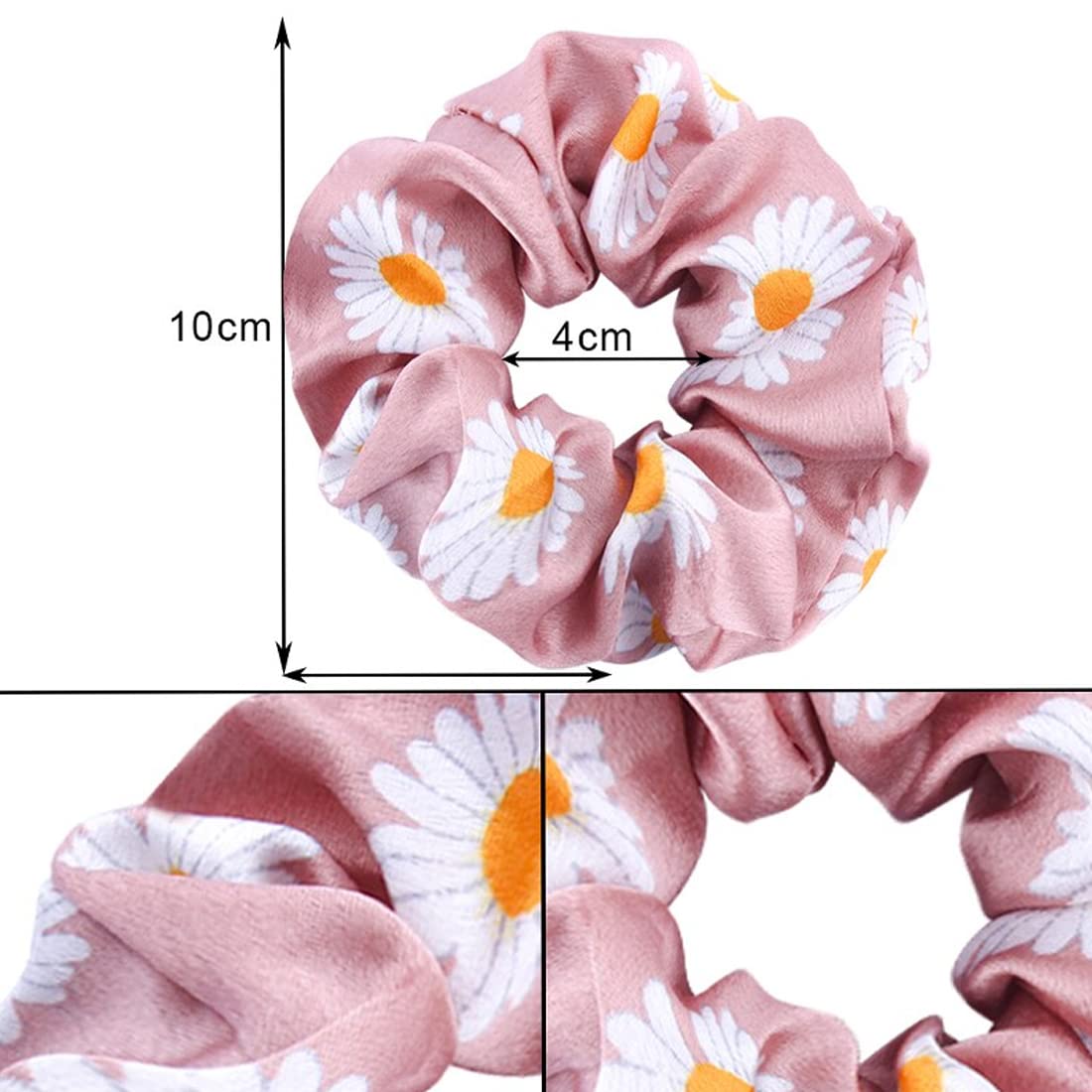 Yellow Chimes Hair Band for Girls Women Hair Accessories for Girls Hairband & Scrunchies Set For Women Floral Printed Pink Satin Scrunchies Head Bands for Girls Hair Ties Head Band for Girls Gift For Women & Girls