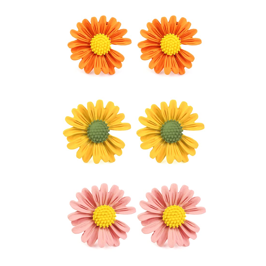 Yellow Chimes Stud Earrings for Women Combo of 3 Pairs Multicolor Floral Stud Earrings fow Women and Girl's.