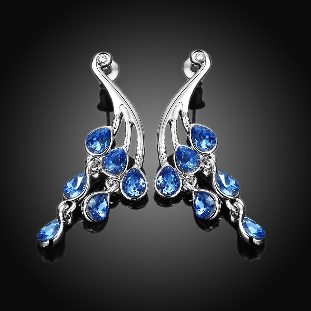 YELLOW CHIMES Mayur Blue Austrian Crystal Austrian Crystal Peacock Earrings for Women and Girls