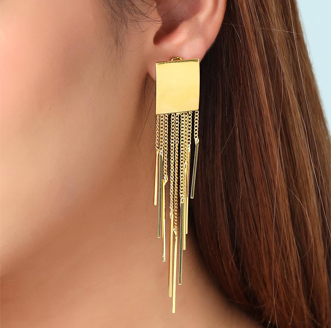 Yellow Chimes Earrings for Women and Girls I Fashion Long Chain Dangler Earrings | Gold Plated Teassel Style Danglers I Birthday Gift For Girls and Women Anniversary Gift for Wife