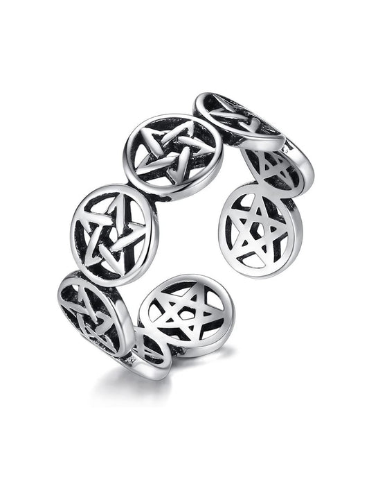 Yellow Chimes Rings for Women Silver Toned Star Symbol Ring Steel Adjustable Finger Ring for Men and Women.